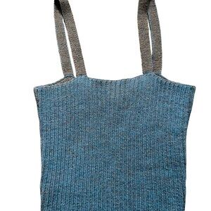 Eckhaus Latta Blue and Gray Knit Crop Top